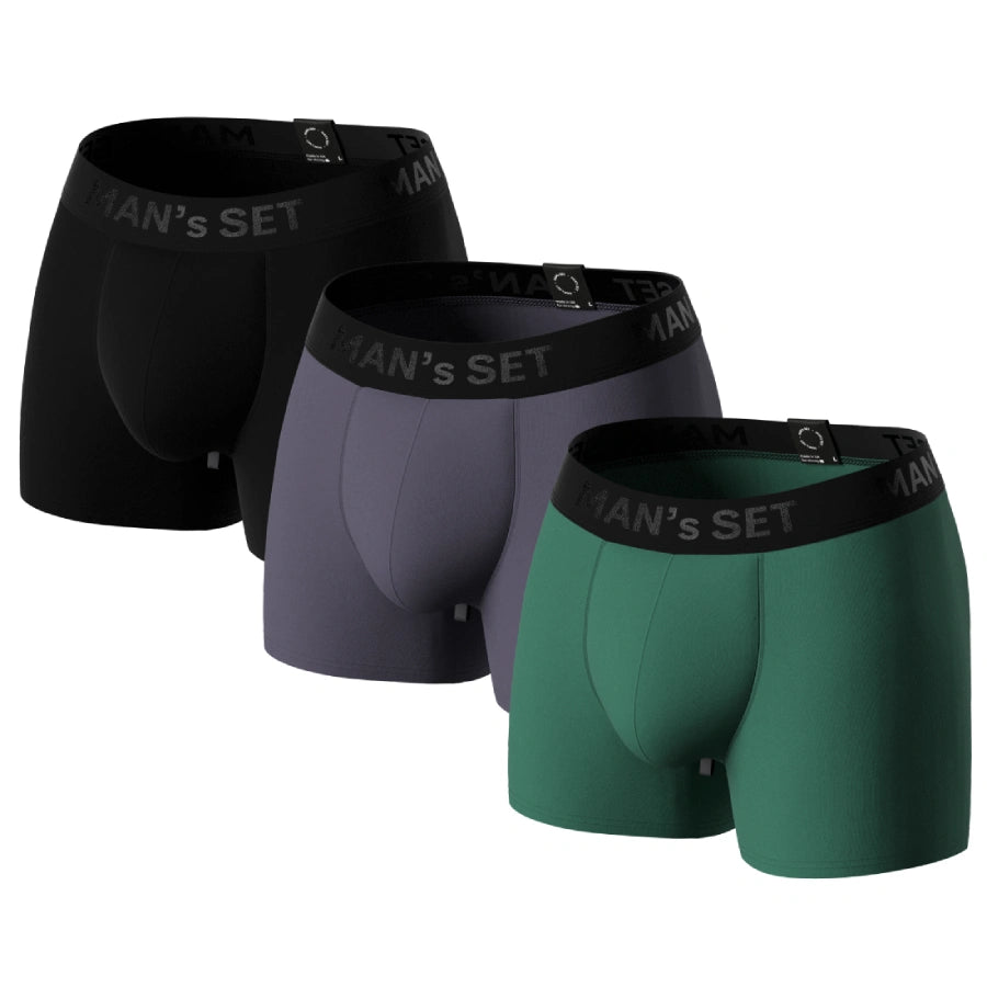 BreezeFlow Micromodal Trunks 4" 3-Pack, Black/Graphite/Forest Green