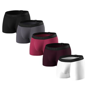 PowerStretch Trunks 3.9" 5-Pack, Black/Plum/Burgundy/Graphite/White