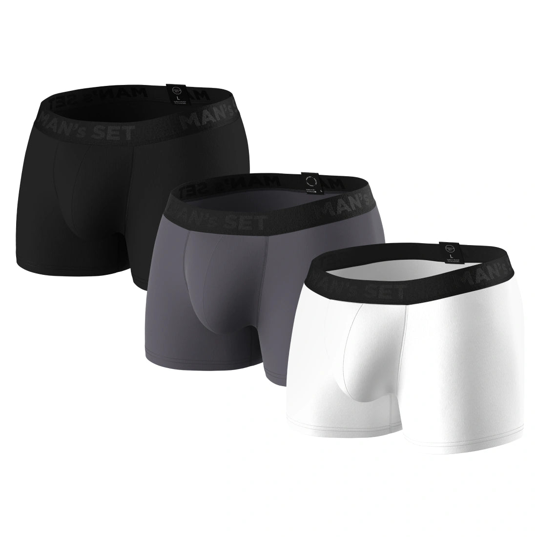 PowerStretch Trunks 3.9" 3-Pack, Black/Graphite/White