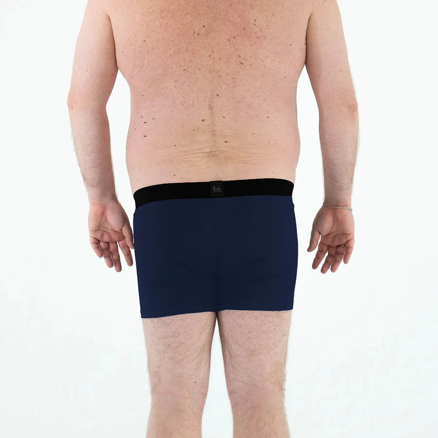 Men's plus size Anatomical Boxer Briefs Intimate No Fly with anatomical pouch in Navy Back View