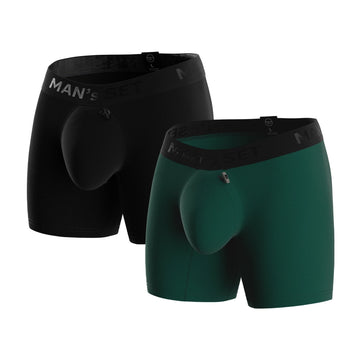 ProActive Soft Boxer Briefs 5.8″ 2-Pack, Black/Forest-Green