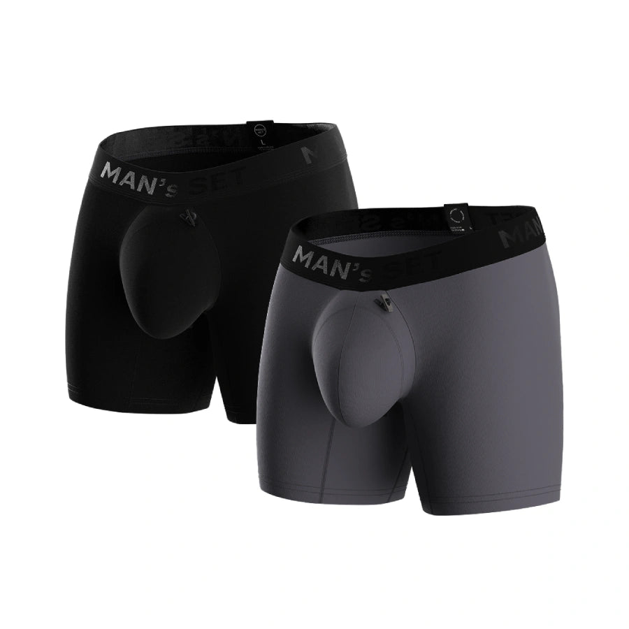 ProActive Soft Boxer Briefs 5.8" 2-Pack, Black/Graphite