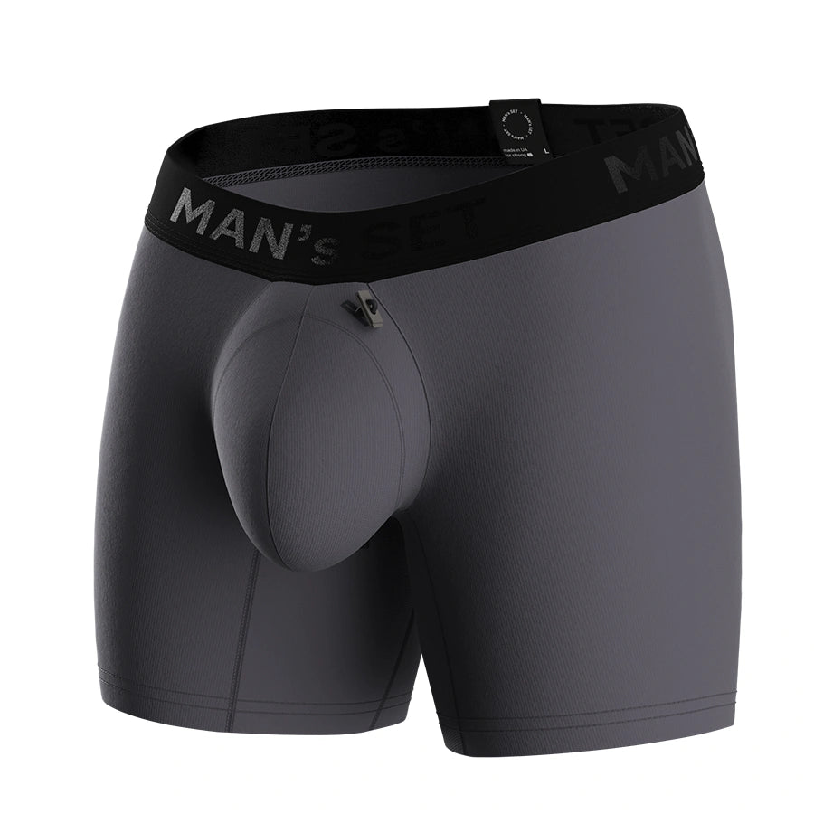 Men's ProActive Soft Boxer Brief with adjustable pouch in Graphite Front View