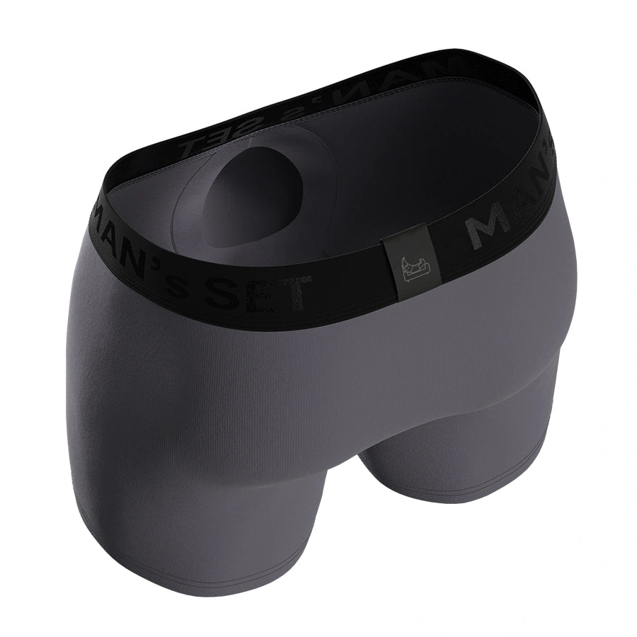 Graphite ProActive Soft boxer brief 5.8" by Man’s SET, breathable men’s anatomical underwear with inner pouch, back view