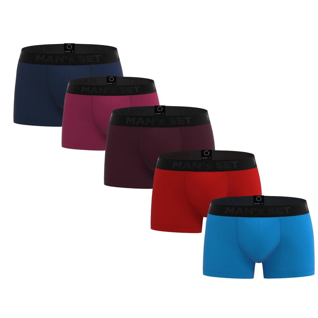 ProActive Kids Trunks 2.8" 5-Pack, Navy/Plum/Burgundy/Red/Bright Blue