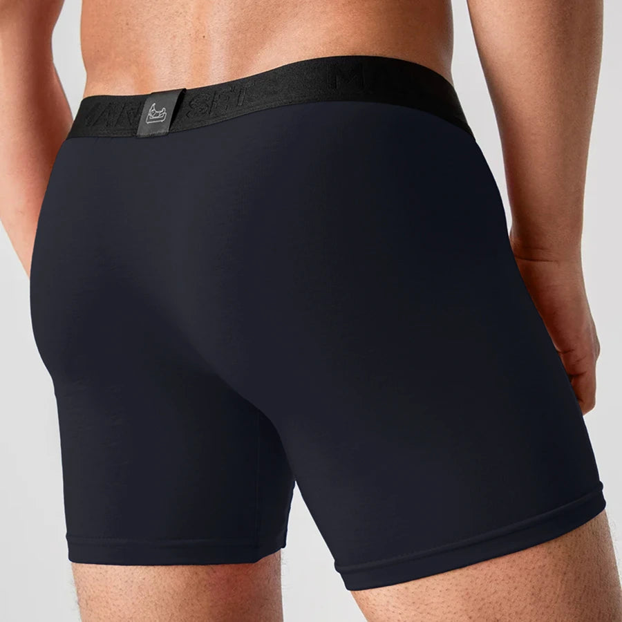 Men’s ProActive Soft Boxer Brief with adjustable pouch in Navy Back View