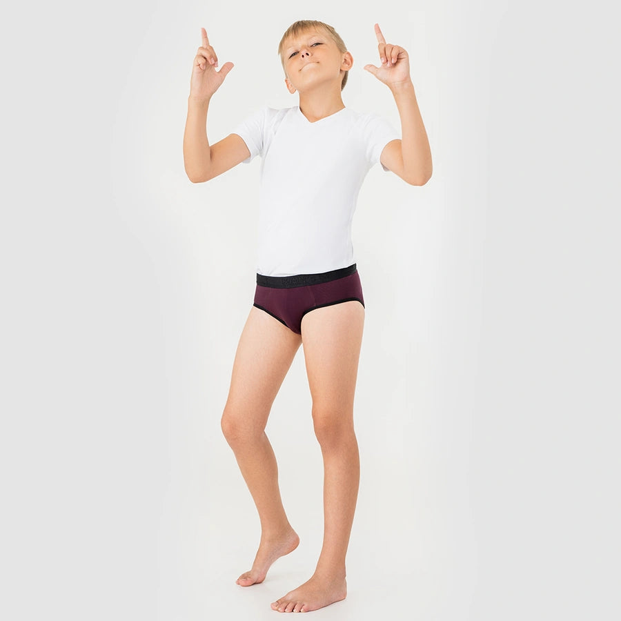 UltraSoft Kids Briefs 2.8" 3-Pack, Plum/Red/Orange