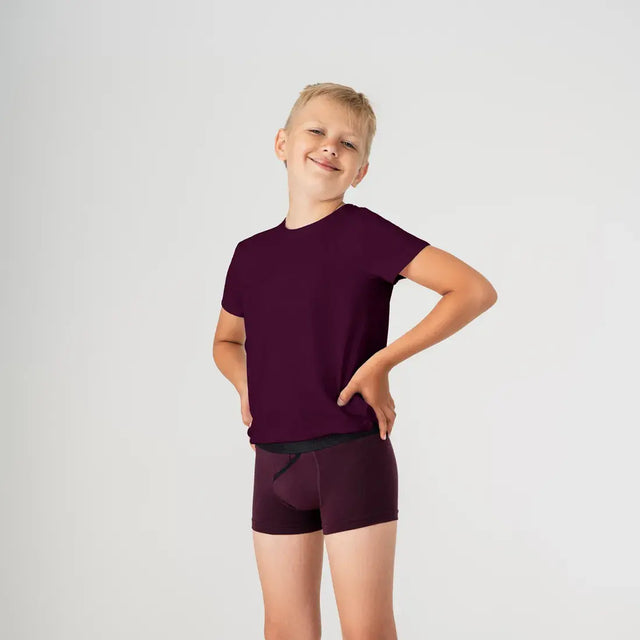 Camiseta de cuello redondo supersuave para niños, Ciruela
