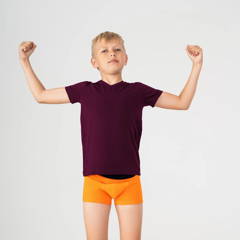 T-shirt à col en V super doux pour enfants, Plum
