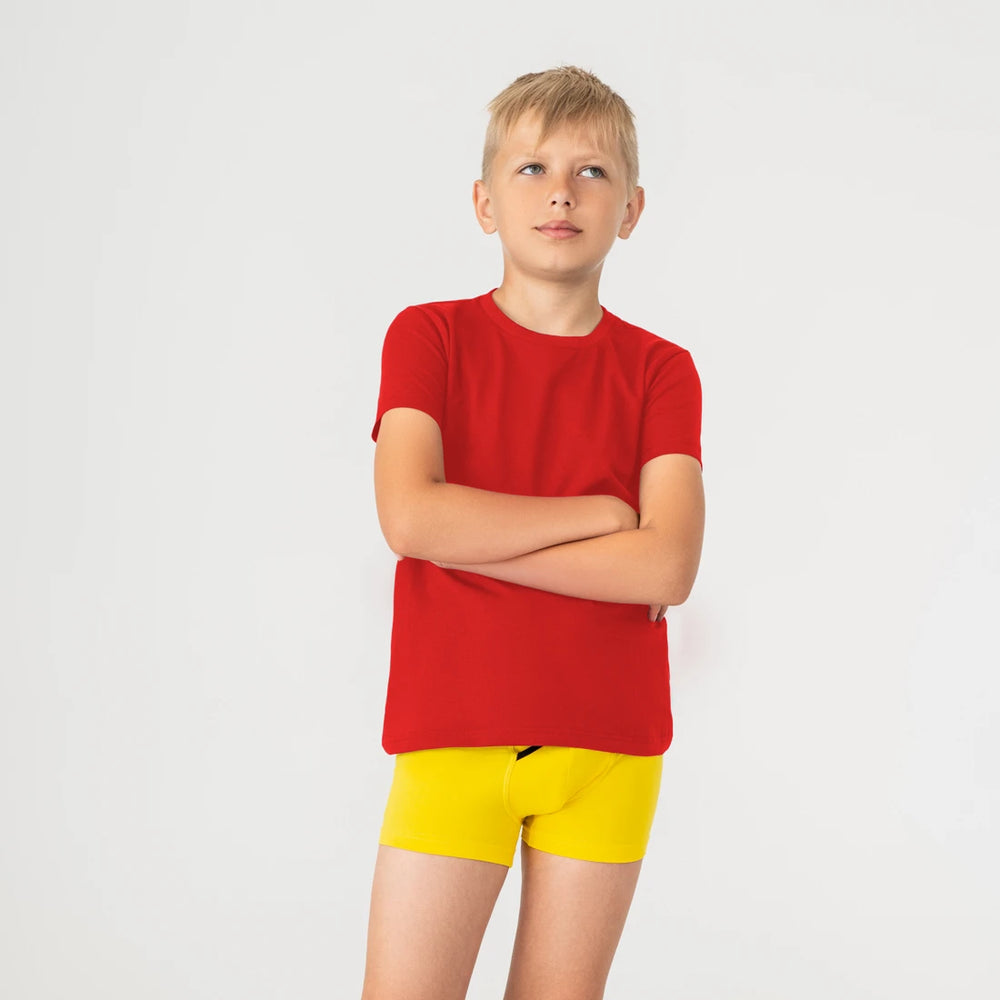T-shirt super doux à col ras du cou pour enfants, rouge