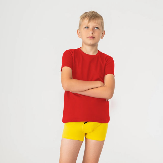 Camiseta de cuello redondo supersuave para niños, Roja