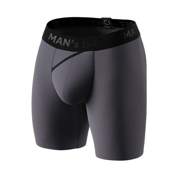 Man’s SET UltraSoft graphite boxer briefs, anatomical men’s underwear with open fly, front view