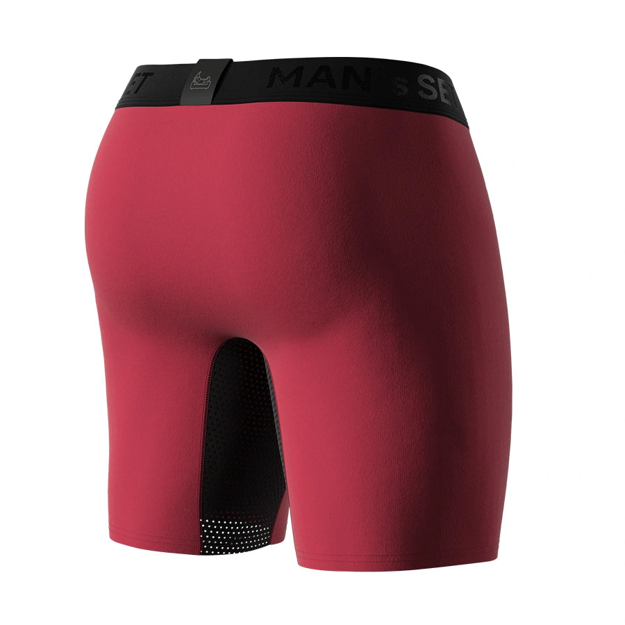 AirFlow Boxer Brief 7.6" Open Fly, Burgundy