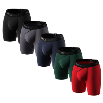 UltraSoft Boxer Briefs 7.6" 5-Pack, Black/Graphite/Navy/Forest Green/Red