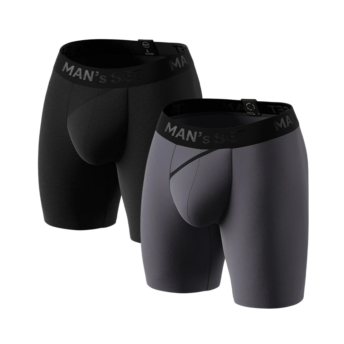 UltraSoft Boxer Briefs 7.6" 2-Pack, Black/Graphite