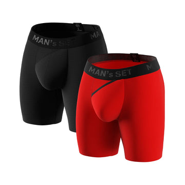 UltraSoft Boxer Briefs 7.6" 2-Pack, Black/Red