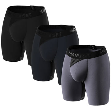 AirFlow Boxer Briefs 7.6″ 3-Pack, Black/Navy/Graphite