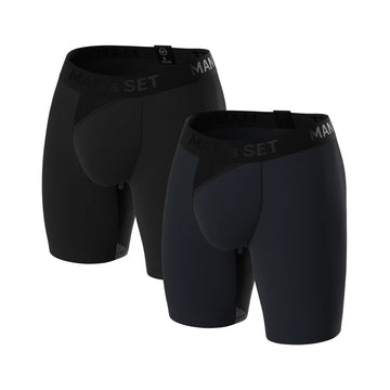 AirFlow Boxer Briefs 7.6″ 2-Pack, Black/Navy
