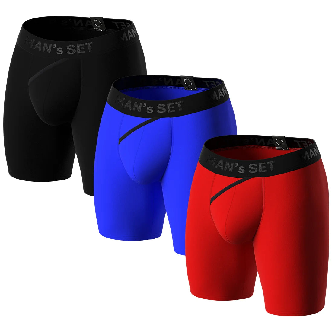 CoolCore Micromodal Boxer Briefs 6.7" 3-Pack, Black/Electric Blue/Red