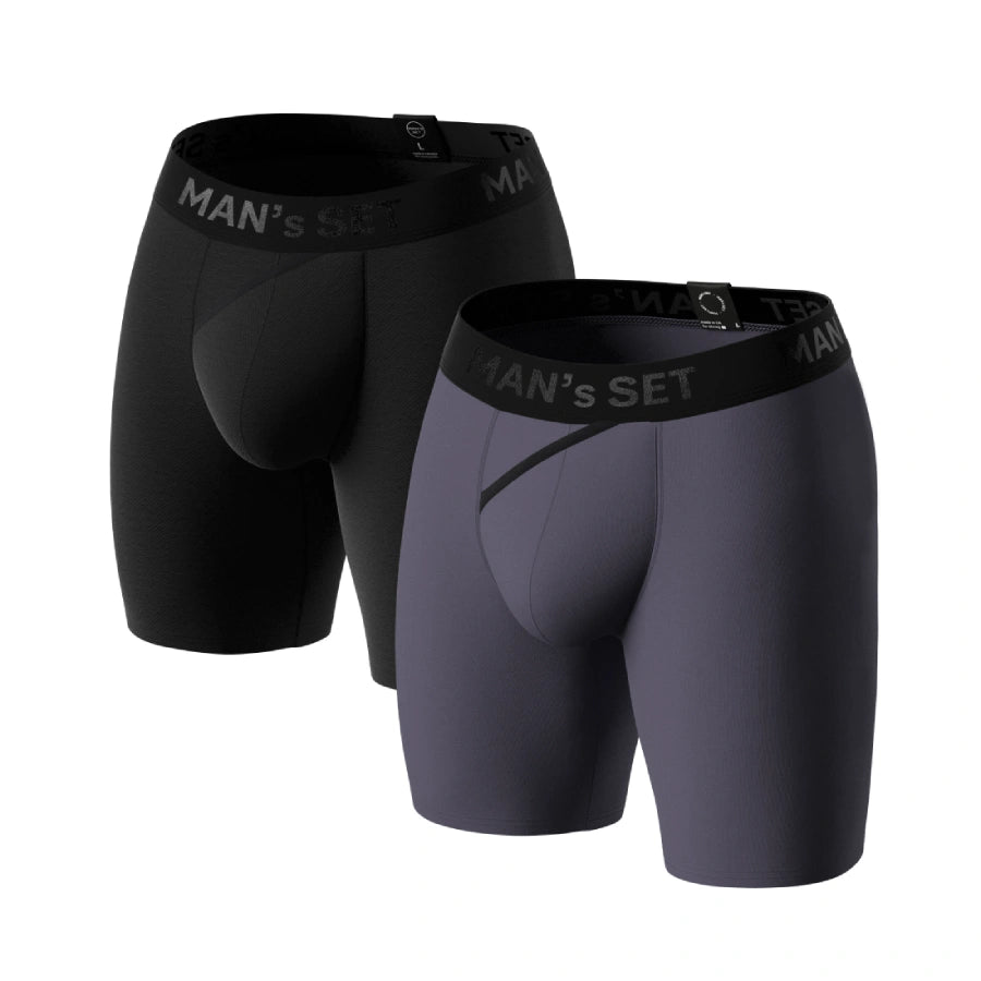 CoolCore Micromodal Boxer Briefs 6.7" 2-Pack, Black/Graphite