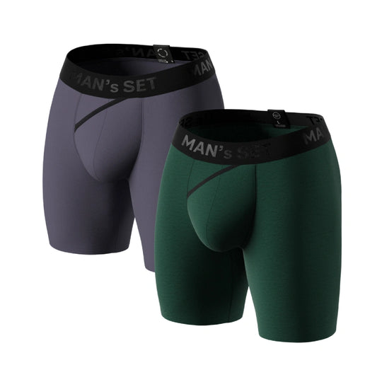 CoolCore Micromodal Boxer Briefs 6.7" 2-Pack, Graphite/Forest Green
