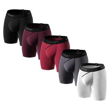 Man’s SET UltraSoft 7.6" boxer briefs 5-pack, anatomical men’s underwear in assorted colors, front view
