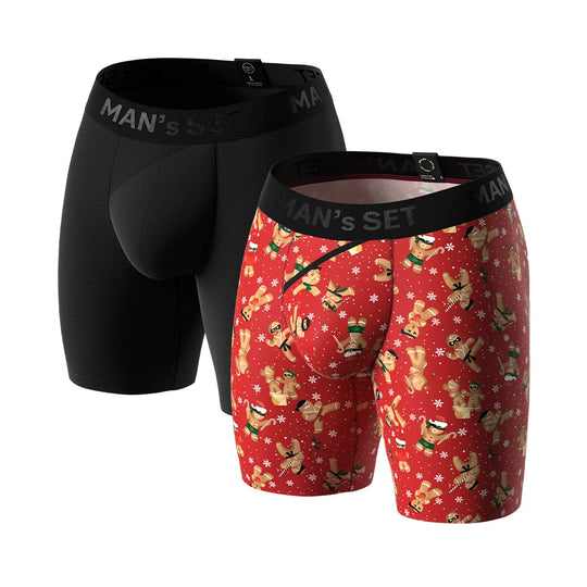 UltraSoft Boxer Briefs 7.6" 2-Pack, Black/Gingerman