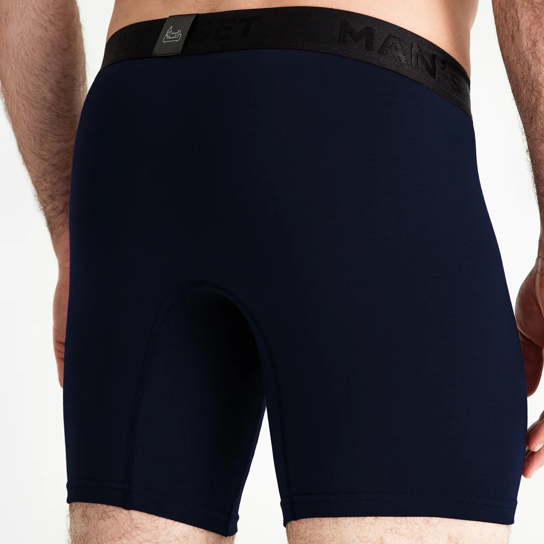 Man’s SET UltraSoft navy boxer briefs, breathable men’s underwear with smooth stretch fit, back view