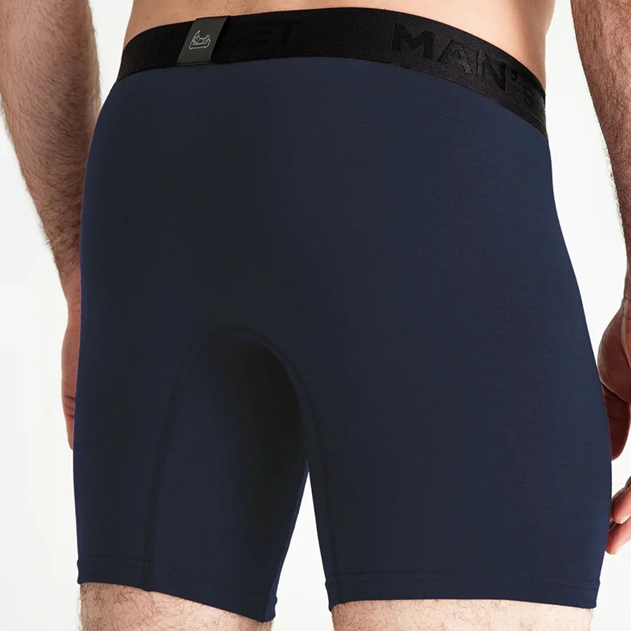 Men’s Boxer Briefs UltraSoft with skew fly pouch in Navy Back View