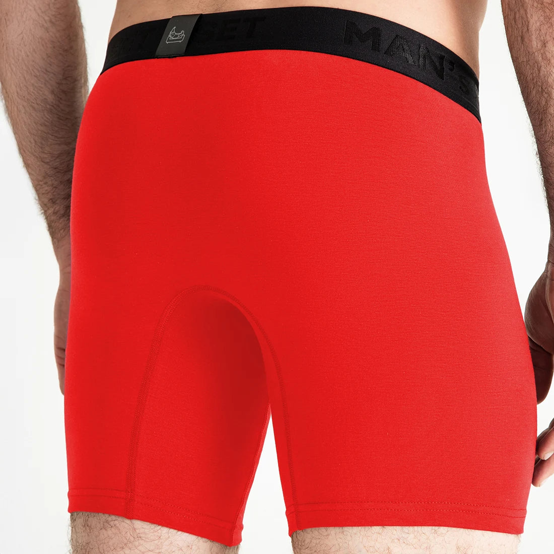 Man’s SET red UltraSoft boxer briefs, supportive and breathable men’s underwear, back view
