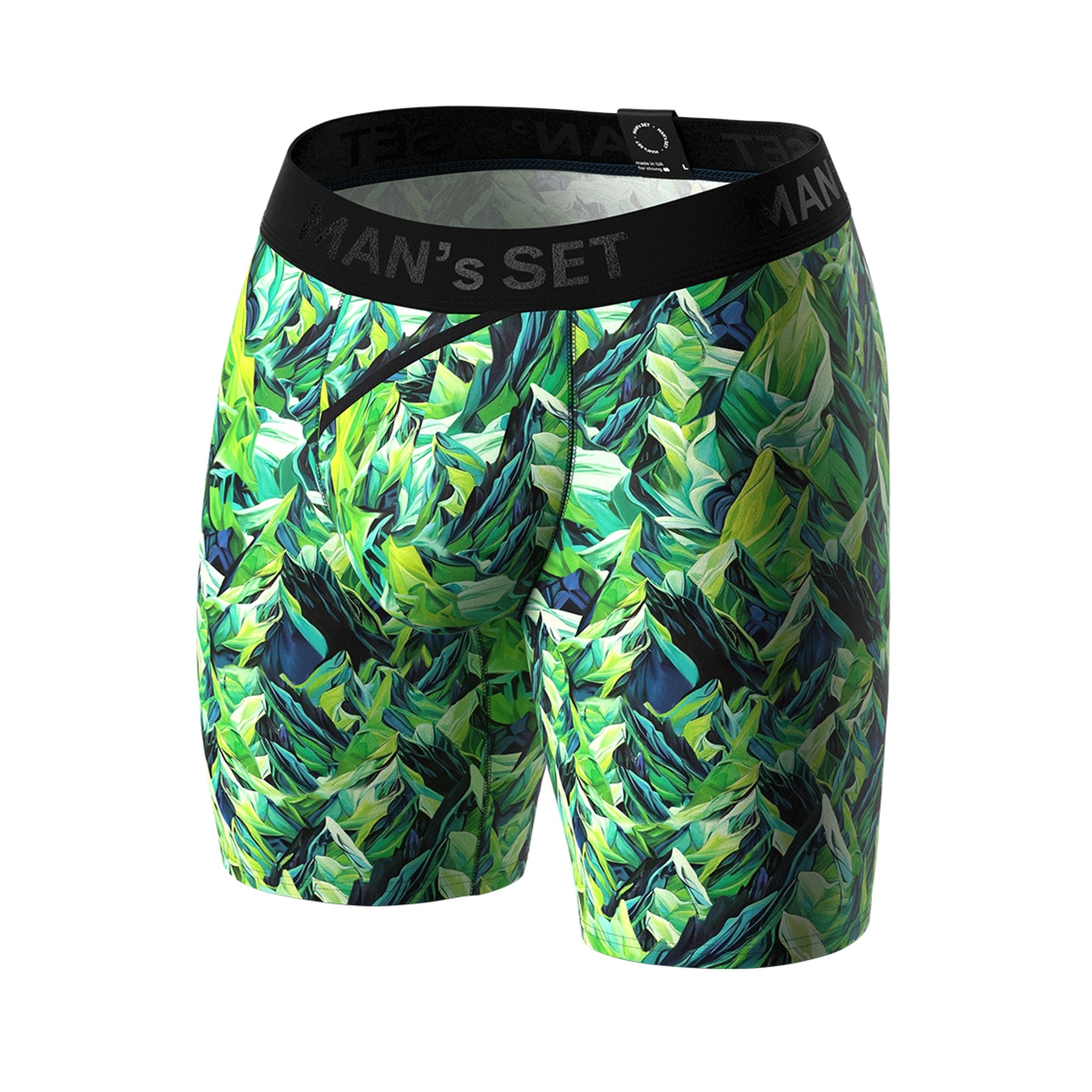 Man’s SET UltraSoft boxer brief in Mountains print, breathable anatomical men’s underwear, front angle view