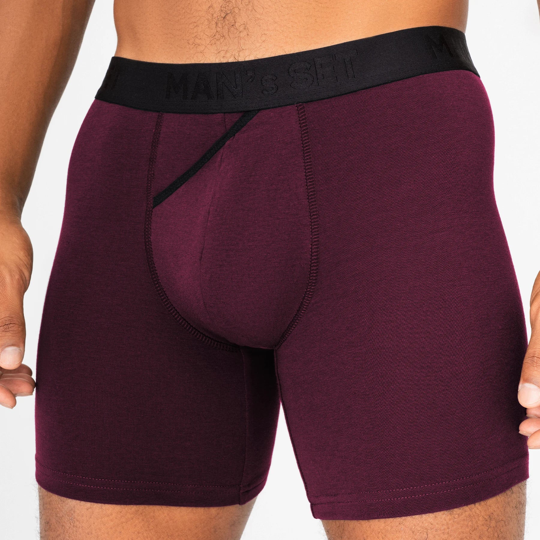 Man’s SET plum boxer briefs with anatomical pouch, breathable men’s underwear, front view