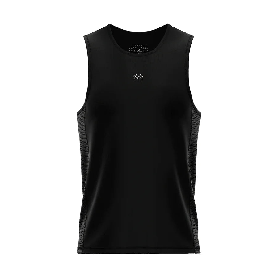 Men’s Tank Top Sport AirFlex with breathable mesh panels in Black Front View