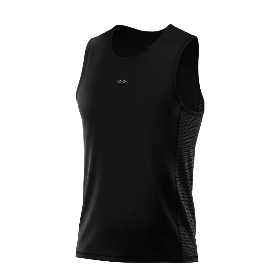 Men’s Tank Top Sport AirFlex with breathable mesh panels in Black Angled View