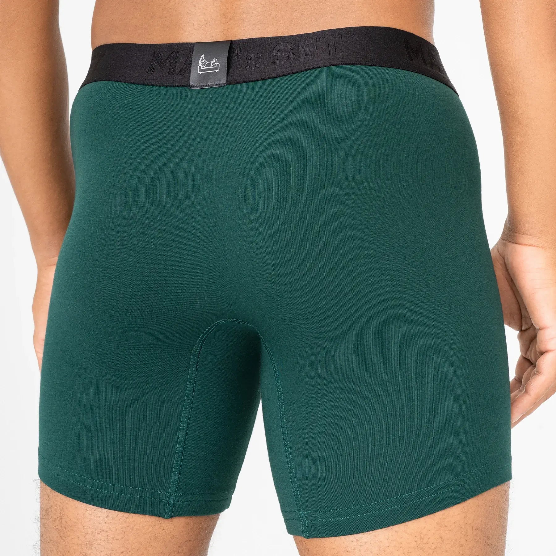Man’s SET CoolCore forest green boxer briefs, breathable men’s micromodal underwear, back view