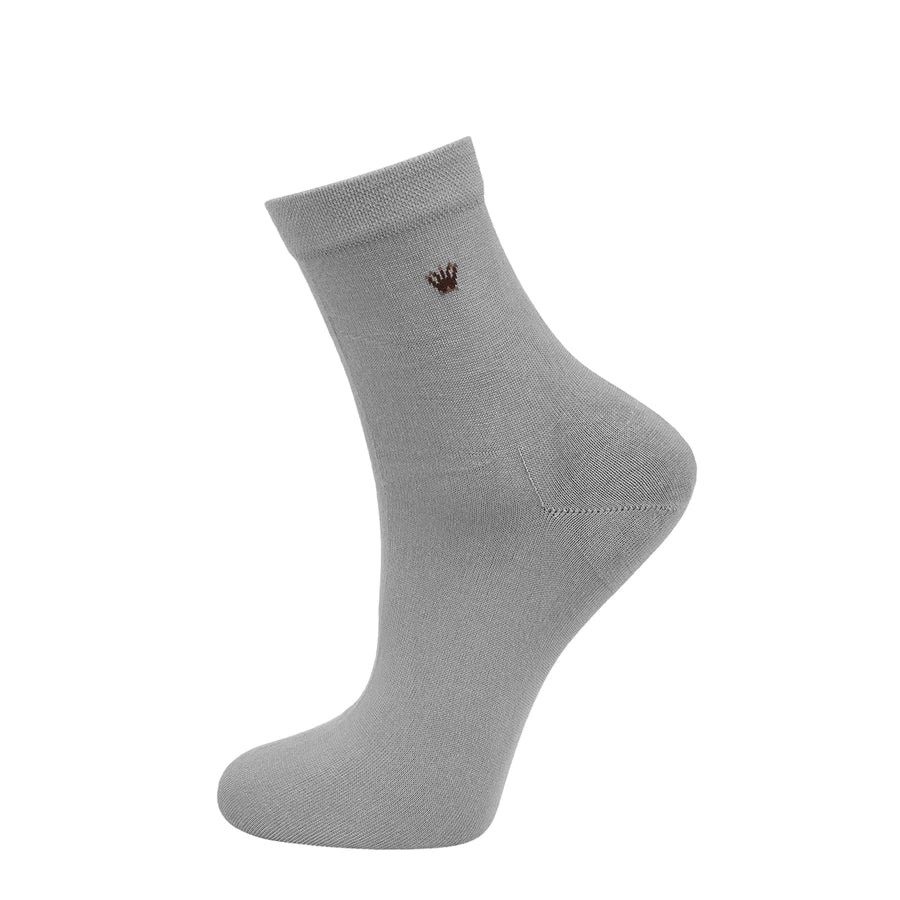 Man’s SET gray men’s socks, mid-length modal blend for breathable comfort with crown logo, side view