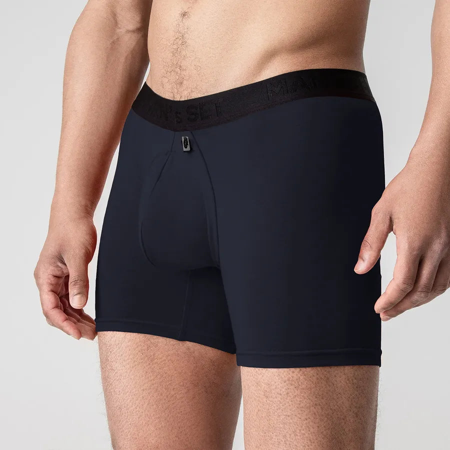 Men’s ProActive Soft Boxer Brief with adjustable pouch in Navy Close Up
