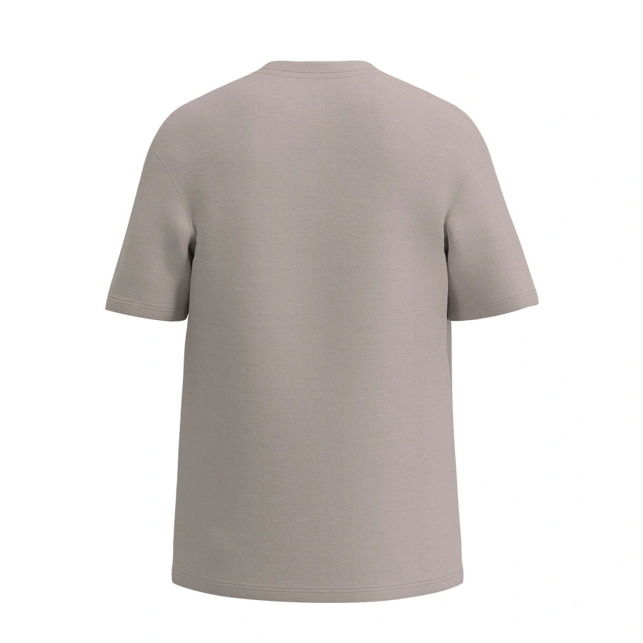 Man’s SET premium cotton oversized T-shirt in capuccino color, relaxed fit men’s clothing, back view