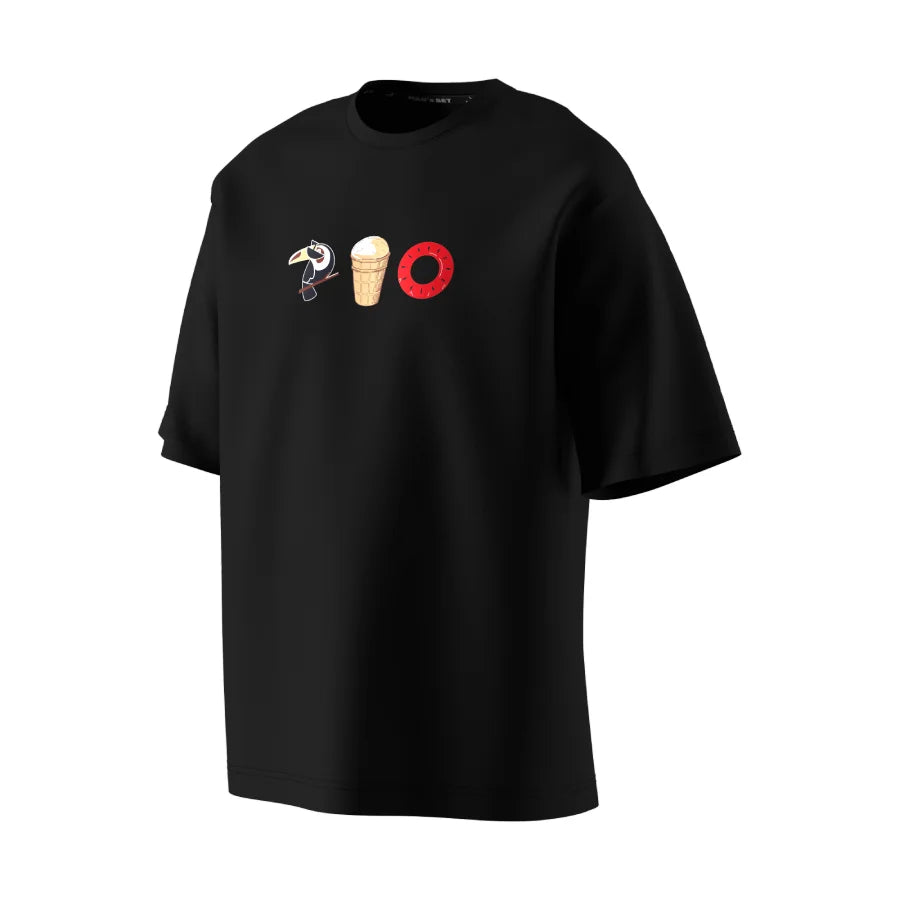 Oversized Unisex T-Shirt, Black, Cream Summer