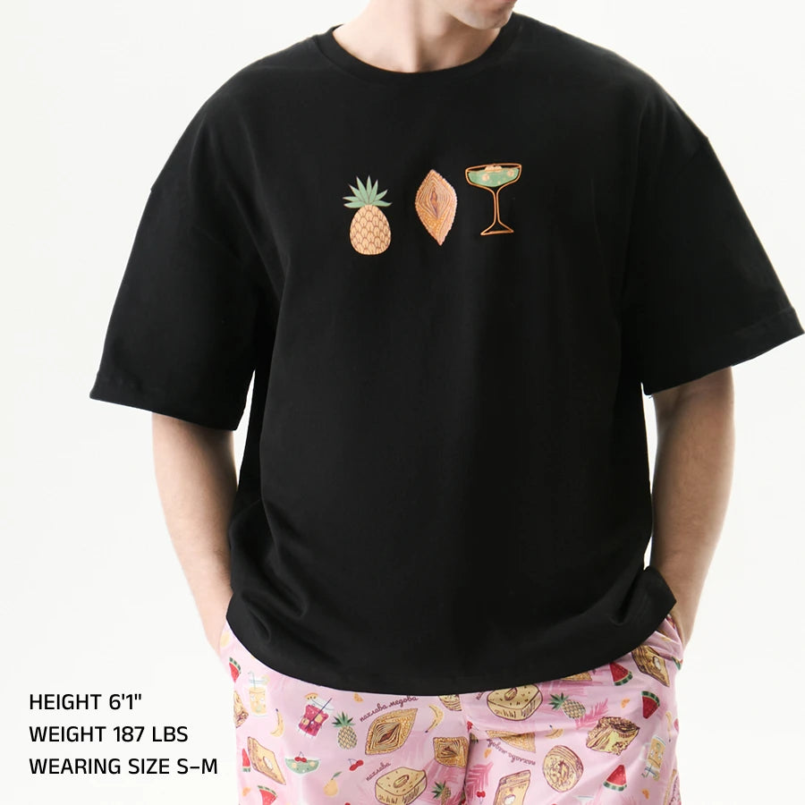 Oversized Unisex T-Shirt, Black, Honey Resort