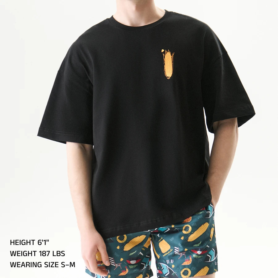 Oversized Unisex T-Shirt, Black, Surf Season