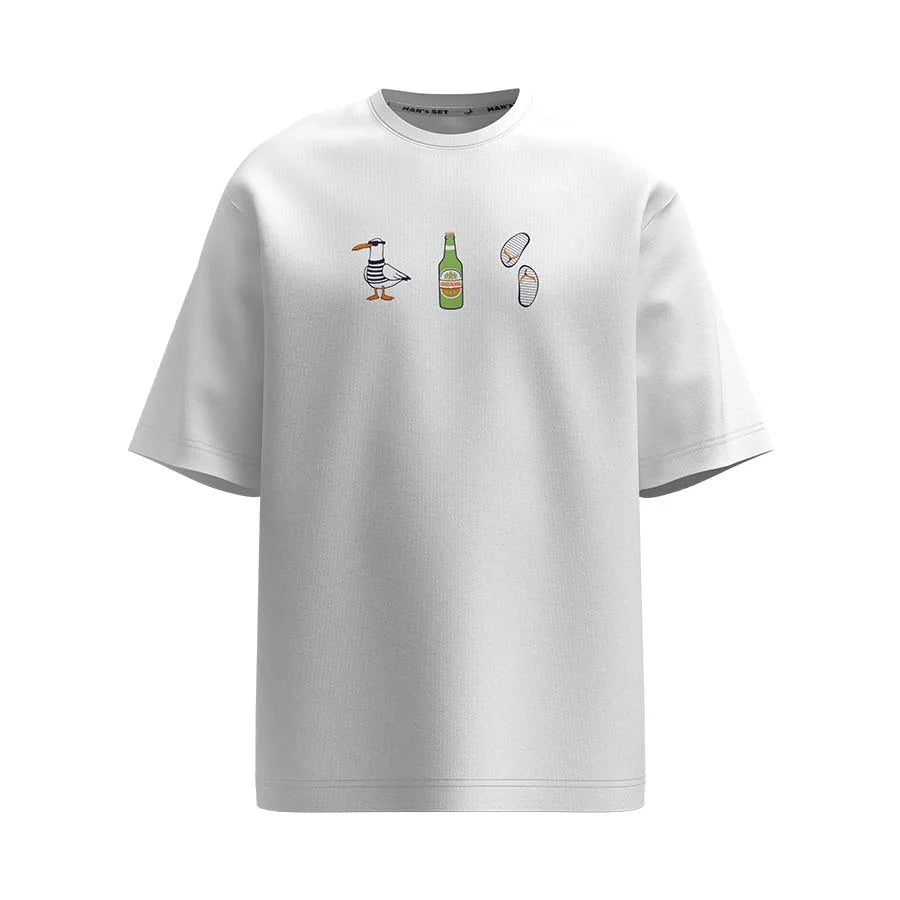 Oversized Unisex T-Shirt, White, Beach Rebel