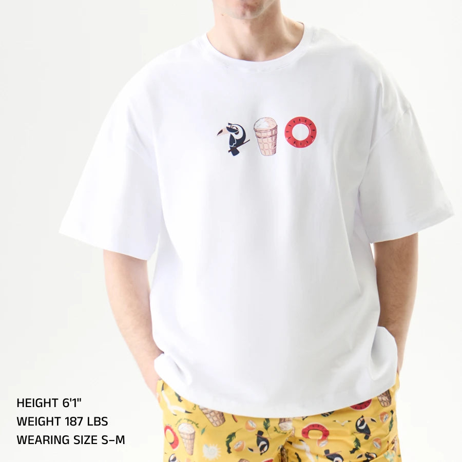 Oversized Unisex T-Shirt, White, Cream Summer