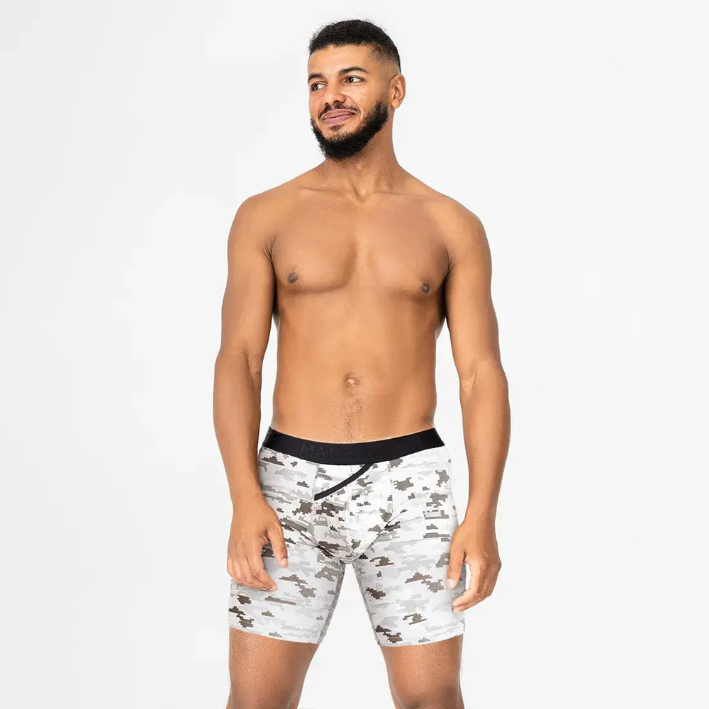 UltraSoft Pixel Camo boxer briefs by Man’s SET, breathable anatomical men’s underwear, front view