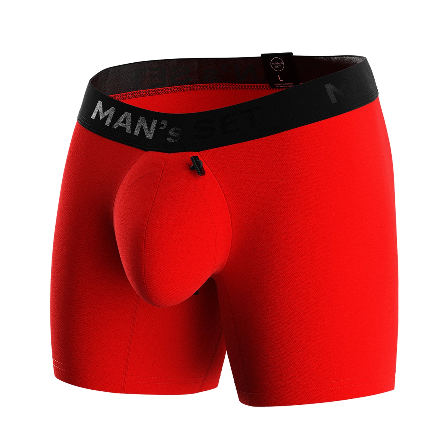 Man’s SET ProActive Soft red boxer briefs, anatomical men’s underwear with adjustable comfort pouch, front view