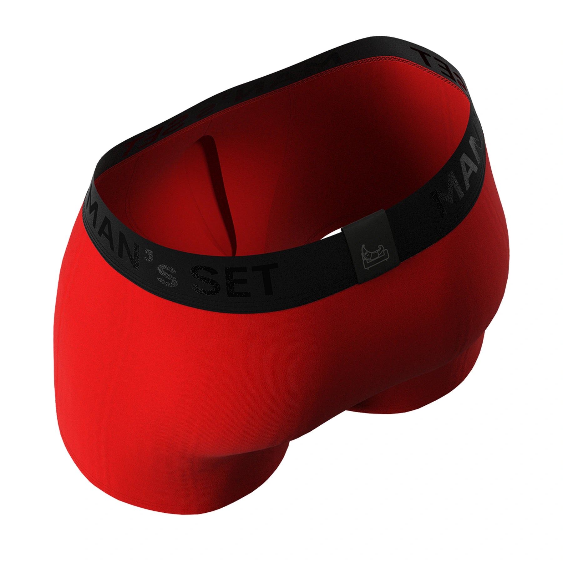 Red BreezeFlow 4-inch men’s micromodal trunks by Man’s SET, breathable, back view