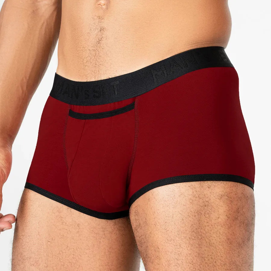 Men’s ProActive Stretch Trunk with horizontal fly in Red Front Detail