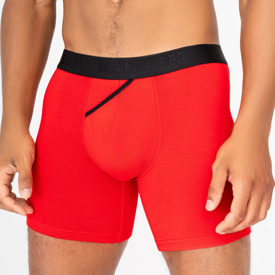 CoolCore Micromodal Boxer Brief 6.7" OpenFly, Red