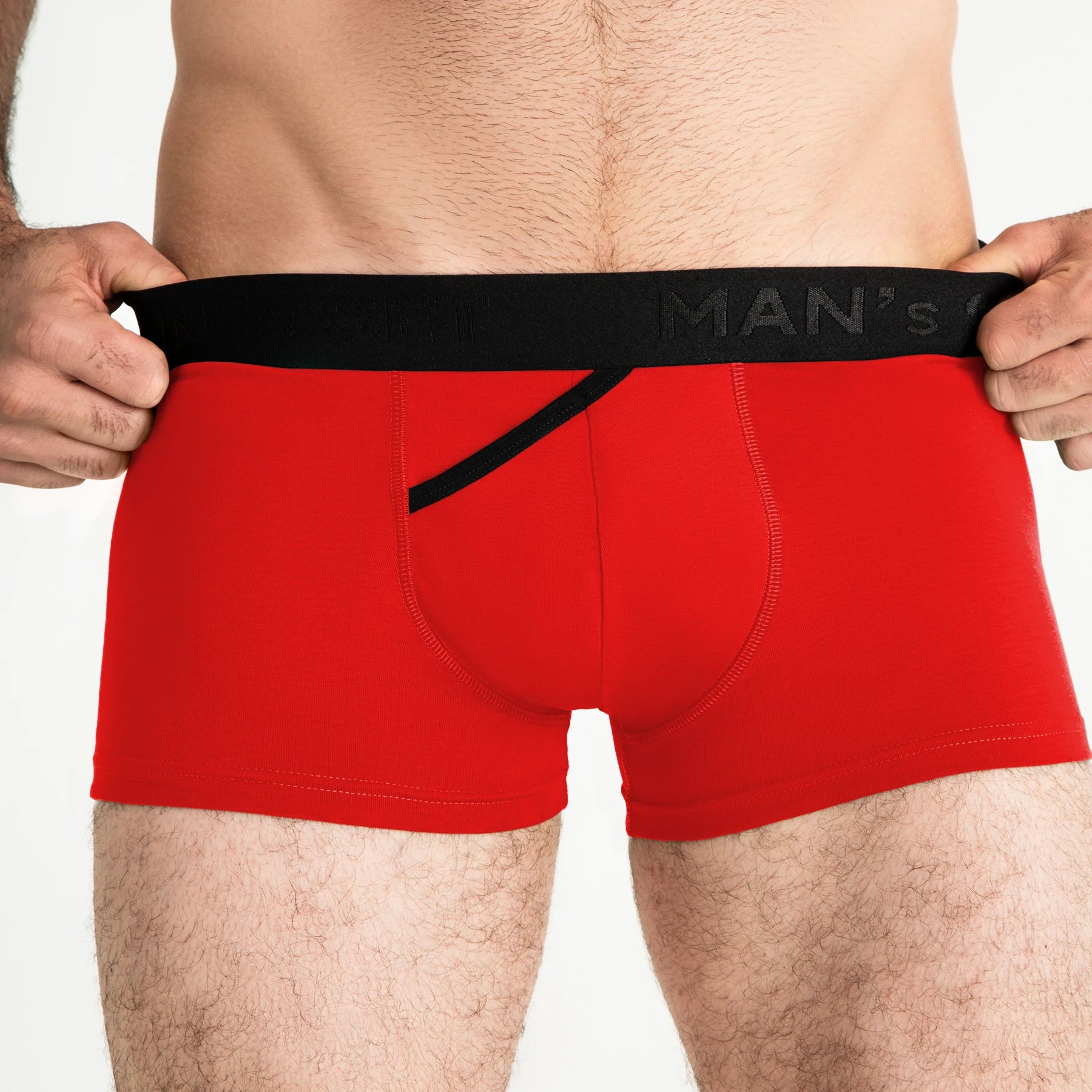 Man’s SET FlexFit 3.2″ red anatomical men’s trunks, breathable men’s underwear, close-up front view