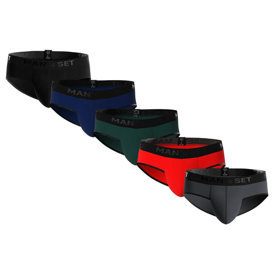 PowerStretch Briefs 5-Pack, Black/Navy/Forest Green/Red/Graphite